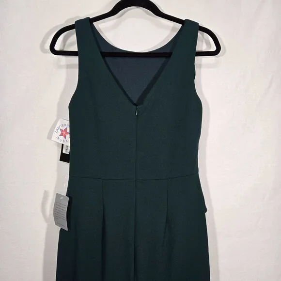 BETSY ADAM "Christine" PINE Scuba Crepe Ruffle Bow Slit Formal Gown Dress Size 8 - Picture 6 of 17